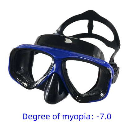 Myopia diving goggles, diving masks,large-frame wide-field snorkeling equipment,adult swimming goggles glass lenses -1.0 to -9.0