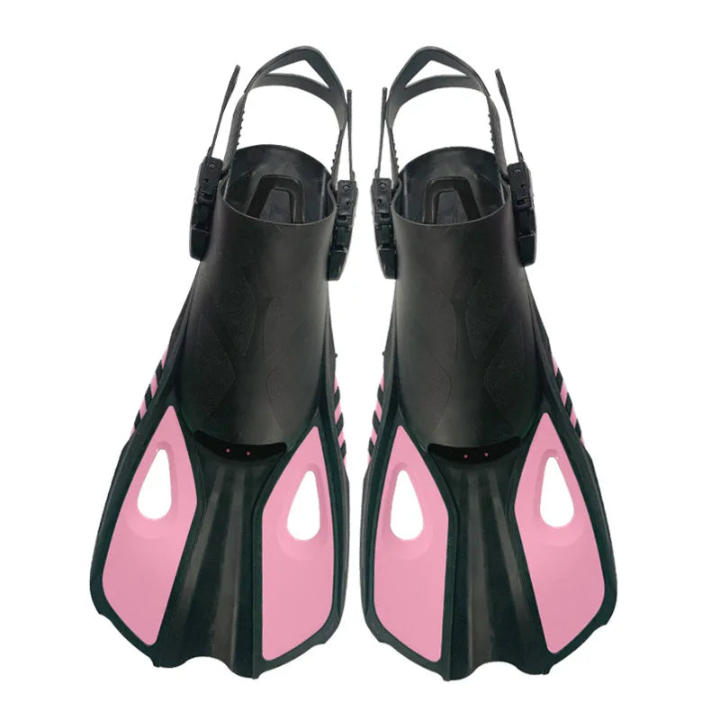 Snorkel Fins Swim Flippers Short Diving Frog Shoes Duck Webs Adjustable Silicone Travel Size Open Heel Adult Men Women Youth Kid