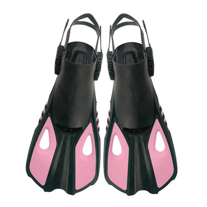 Snorkel Fins Swim Flippers Short Diving Frog Shoes Duck Webs Adjustable Silicone Travel Size Open Heel Adult Men Women Youth Kid