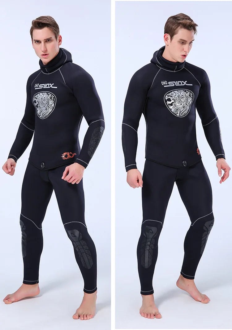 5MM Neoprene Wetsuit Men Tops Pants Diving Suit Equipment Underwater Fishing Spearfishing Kitesurf Swimwear Wetsuit Equipment