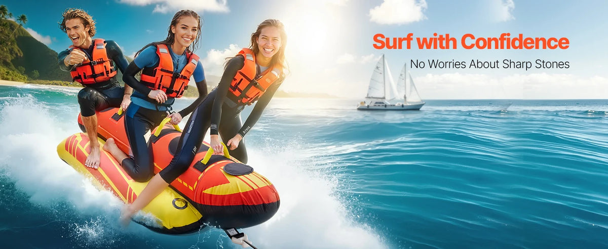 SucceBuy Towable Tubes for Boating 1-3Rider Inflatable Boat Tubes and Towables 510lbs Capacity Hot Dog Water Sport Tube for Boat