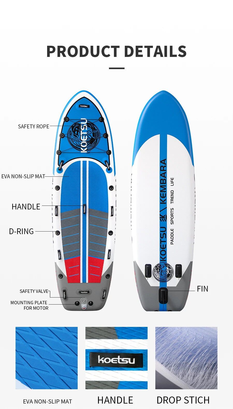 koetsu Wide Body Inflatable Stand Up Paddle Board SUP Board 3 to 5 people Padding Water Parents and Children PVC Wakeboard