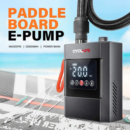 20PSI SUP Pump Stand-Up Paddle Rechargeable Inflatable PVC Boat Kayak Accessories for Stand Board Surfing Kite Tent Mattress