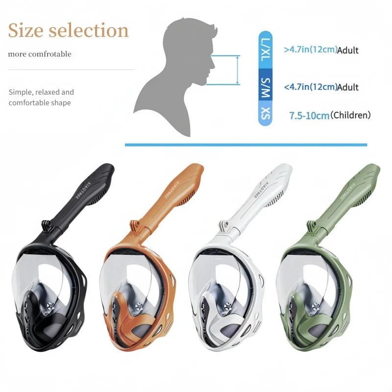 Professional Snorkeling Diving Mask Underwater Scuba Full Face Snorkel Mask Anti Fog Goggles for Kids Adult Swimming Equipment