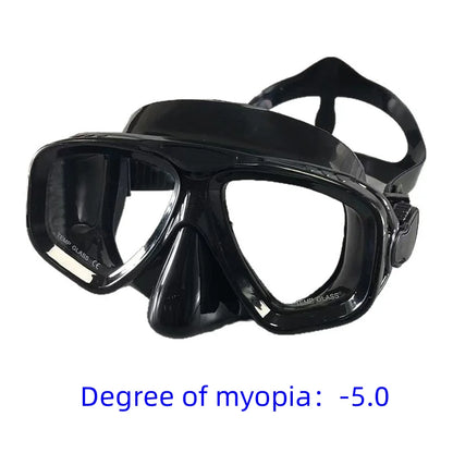 Myopia diving goggles, diving masks,large-frame wide-field snorkeling equipment,adult swimming goggles glass lenses -1.0 to -9.0