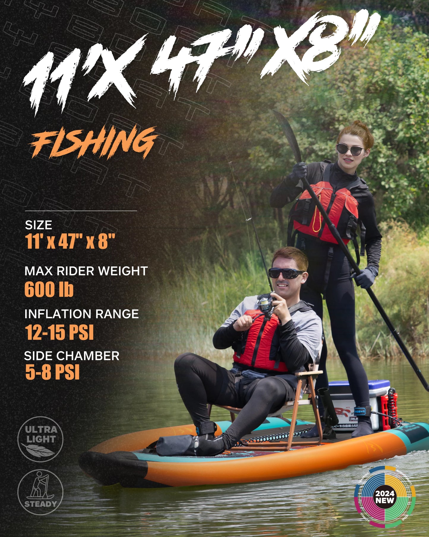 Myboat Pontoon Fishing Boat SUB  Waterproof Inflatable Paddle Board 335x120x15cm Aquatic Fishing With Accessories SUP