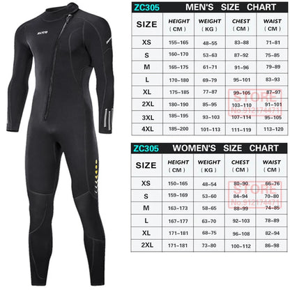 3MM Neoprene Wetsuit Front Zipper Men Kite Surf Diving Suit Women Kayak Swim Scuba Diving and Snorkeling Spearfishing Wetsuits