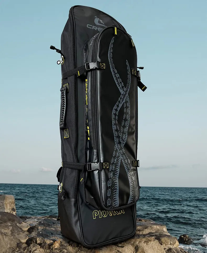 Cressi Fishing Freediving Fin Bag Backpack for Spearfishing Equipment Waterproof Scuba Long Blade Piovra