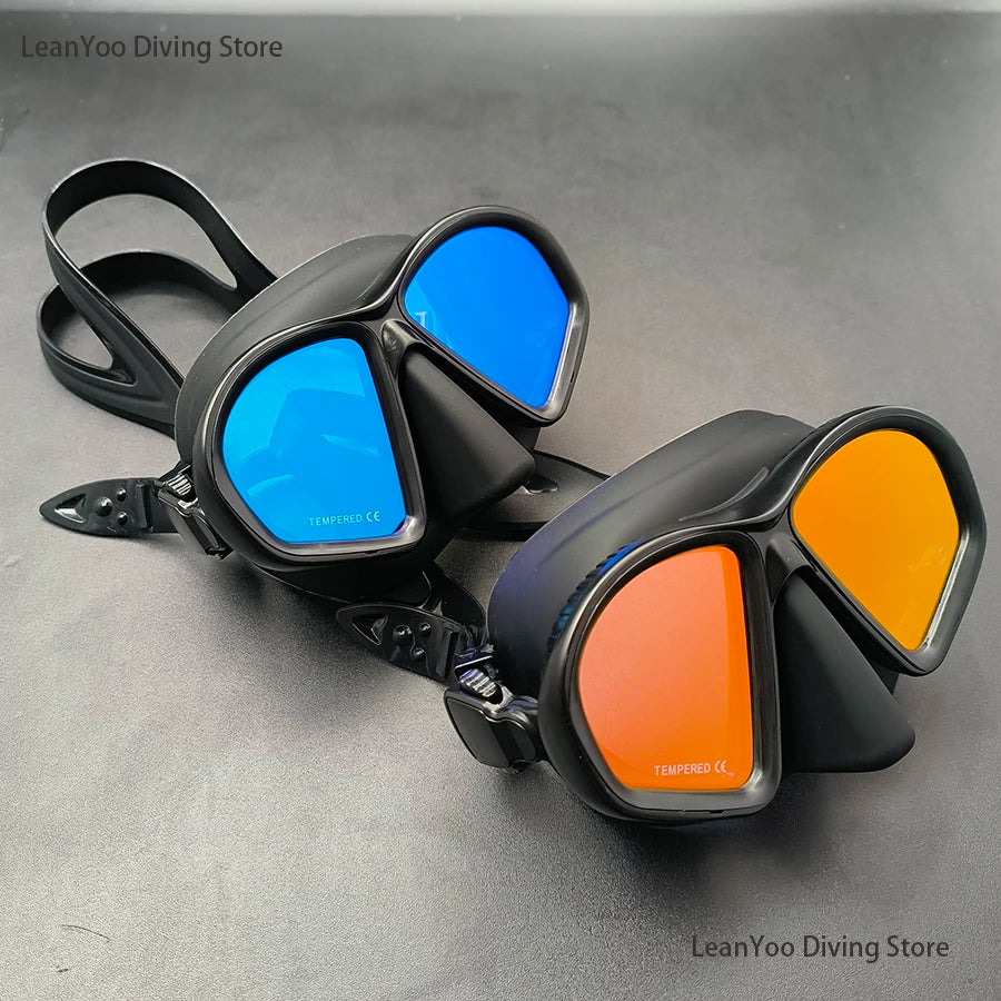Premium Silicone Small Volume Free Diving Glasses Coloured Lens Low Capacity Mask Scuba Diving Tube Set for Snorkelling