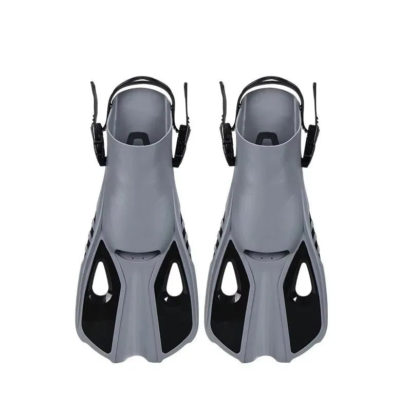 Snorkel Fins Swim Flippers Short Diving Frog Shoes Duck Webs Adjustable Silicone Travel Size Open Heel Adult Men Women Youth Kid