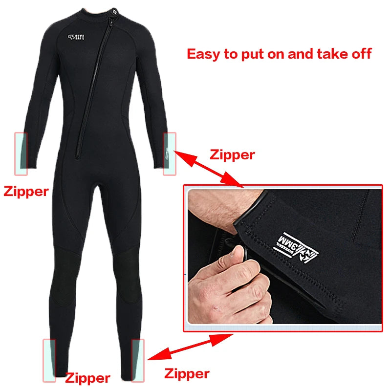 3MM Neoprene Wetsuit Front Zipper Men Kite Surf Diving Suit Women Kayak Swim Scuba Diving and Snorkeling Spearfishing Wetsuits