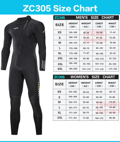 3MM Neoprene Wetsuit Front Zipper Men Kite Surf Diving Suit Women Kayak Swim Scuba Diving and Snorkeling Spearfishing Wetsuits