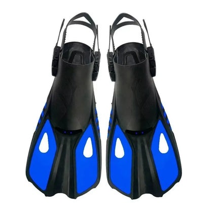 Snorkel Fins Swim Flippers Short Diving Frog Shoes Duck Webs Adjustable Silicone Travel Size Open Heel Adult Men Women Youth Kid