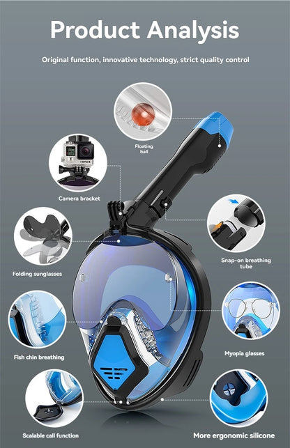 10 Generation diving mask Underwater Snorkeling Full Face Swimming Mask Diving Respirator Masks Breathing for Kids Adult