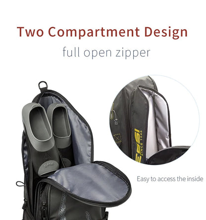 Cressi Fishing Freediving Fin Bag Backpack for Spearfishing Equipment Waterproof Scuba Long Blade Piovra