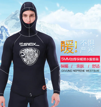5MM Neoprene Wetsuit Men Tops Pants Diving Suit Equipment Underwater Fishing Spearfishing Kitesurf Swimwear Wetsuit Equipment