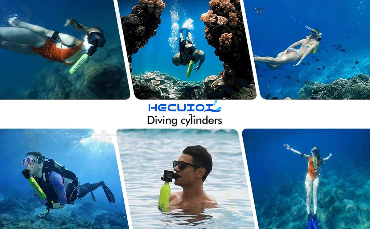HECUIOI 0.5L Mini Scuba Tank, Diving Mask Snorkel Air Snorkeling Equipment Outdoor Oxygen Diving Tank Underwater Swimming