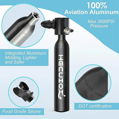 HECUIOI 0.5L Mini Scuba Tank, Diving Mask Snorkel Air Snorkeling Equipment Outdoor Oxygen Diving Tank Underwater Swimming