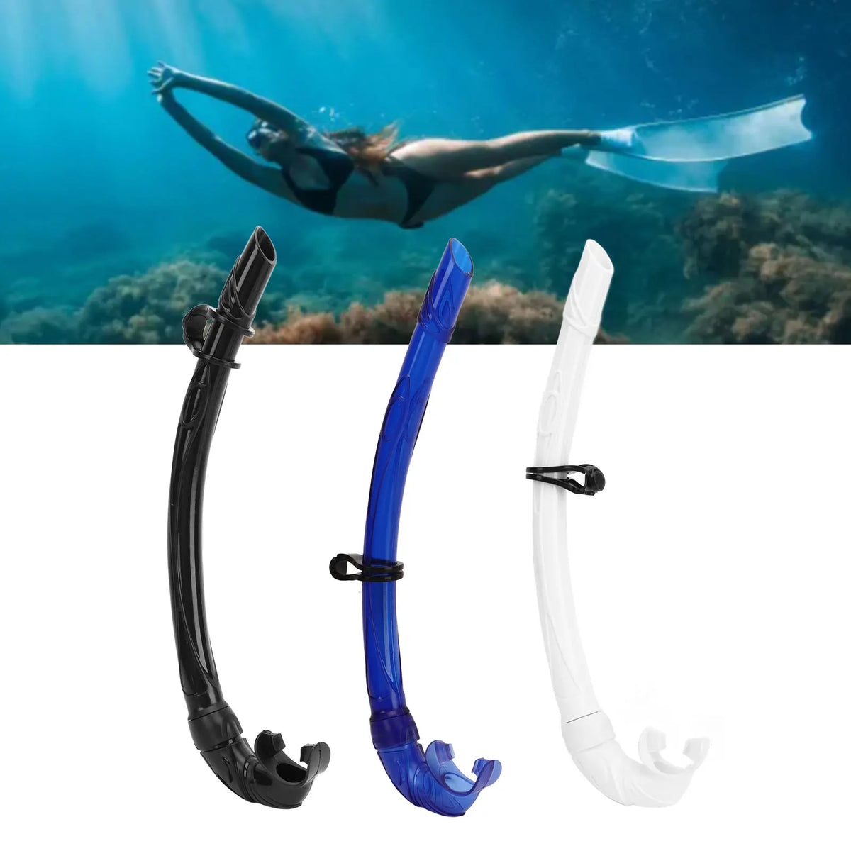 New Diving Snorkel PVC Easy Breath Snorkel Diving Snorkeling Tube with Comfortable Mouthpiece for Free Diving Diving Equipment