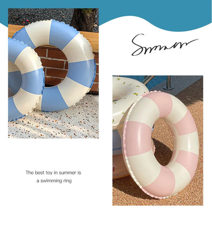 Kids Swimming Ring, PVC Inflatable Float - Striped Design for Boys & Girls, Pool & Beach Floating Donut, Summer Water Play