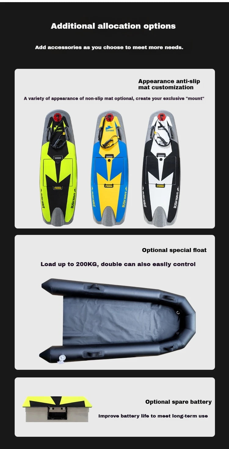 High-Speed Carbon Fiber Electric Surfboard, Jet Power with Li-ion NMC Battery & New Control System, Ribbed KeelEPPforWaterSports
