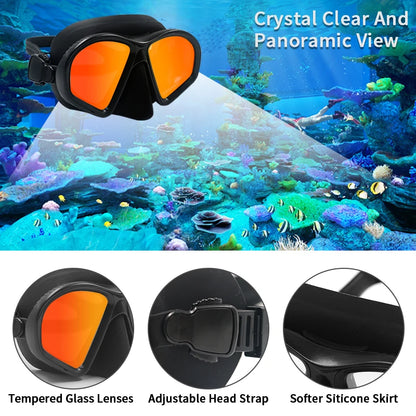 Premium Silicone Small Volume Free Diving Glasses Coloured Lens Low Capacity Mask Scuba Diving Tube Set for Snorkelling