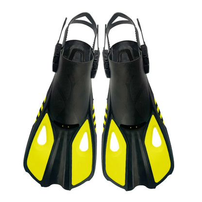 Snorkel Fins Swim Flippers Short Diving Frog Shoes Duck Webs Adjustable Silicone Travel Size Open Heel Adult Men Women Youth Kid