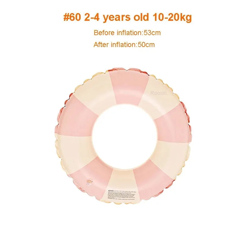 Kids Swimming Ring, PVC Inflatable Float - Striped Design for Boys & Girls, Pool & Beach Floating Donut, Summer Water Play