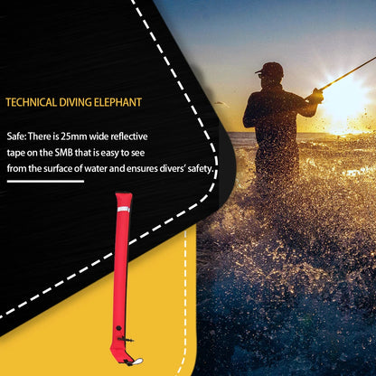 Scuba Diving Surface Marker Buoy Visibility Safety SMB with Valve Reflective Tape Floating Water Sports Equipment