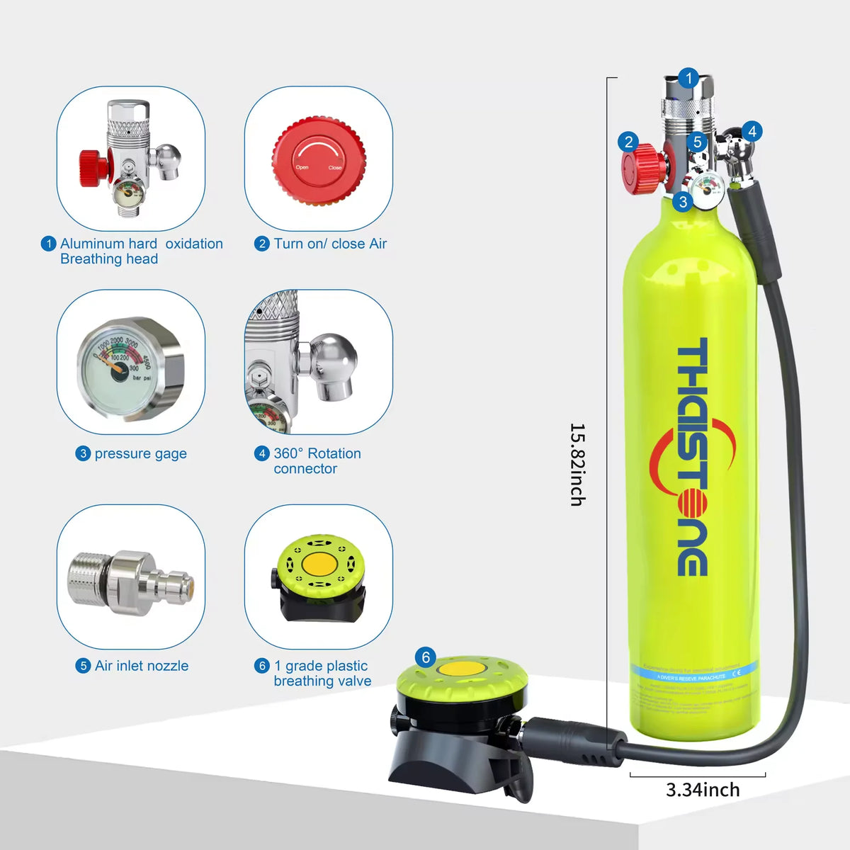 2PCS 1L Scuba Diving Tank Underwater Professional Oxygen Cylinder for Snorkeling 15-25 Minutes, 2 Diving Masks ,1 Scuba Adapter