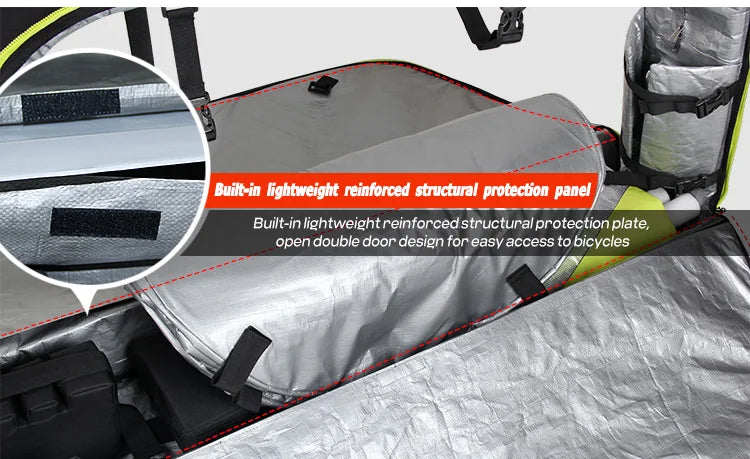 NOOYAH Bike Bag Bicycle Travel Bag Transport Case with Wheel Bag Rear Derailleur Pad Frame Fork Protective Tool Bike Accessories