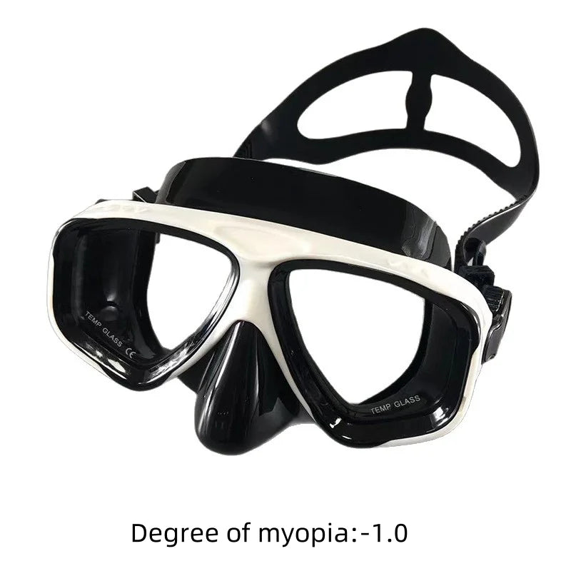 Myopia diving goggles, diving masks,large-frame wide-field snorkeling equipment,adult swimming goggles glass lenses -1.0 to -9.0