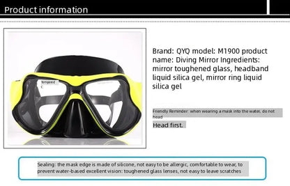Myopia diving goggles, diving masks,large-frame wide-field snorkeling equipment,adult swimming goggles glass lenses -1.0 to -9.0