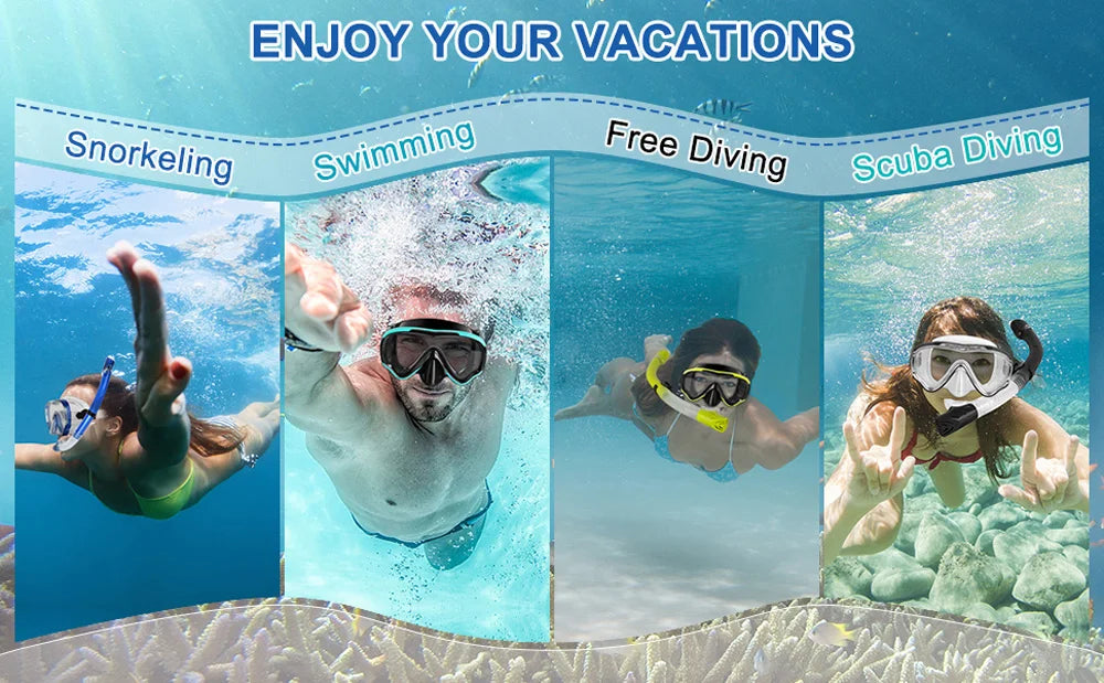 Diving Mask Swimming Goggles For GoPro Underwater Sports Camera Tempered Glass Professional Scuba Dry Snorkel Tube Adults Youth