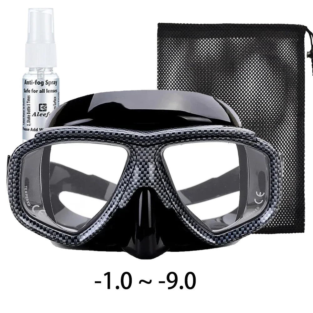 Myopia scuba diving Mask Snakeskin anti fog for spearfishing gear swimming masks googles nearsighted lenses short-sighted