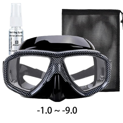 Myopia scuba diving Mask Snakeskin anti fog for spearfishing gear swimming masks googles nearsighted lenses short-sighted