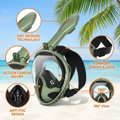 Professional Snorkeling Diving Mask Underwater Scuba Full Face Snorkel Mask Anti Fog Goggles for Kids Adult Swimming Equipment