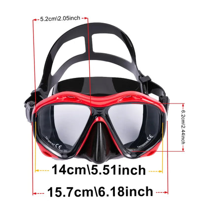 +2.0 to +5.0 Hyperopia Diving Mask  Farsighted   with Tempered Glass Lenses, Gear for Men Women,  Antifog Spray