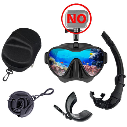 Large Frame Snorkeling Set, Anti Fog, HD Panoramic View, Aqua, Diving Goggles Adult, Underwater, Snorkel Mask With Go-Pro Mount