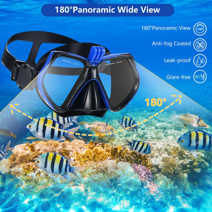 Diving Mask Swimming Goggles For GoPro Underwater Sports Camera Tempered Glass Professional Scuba Dry Snorkel Tube Adults Youth