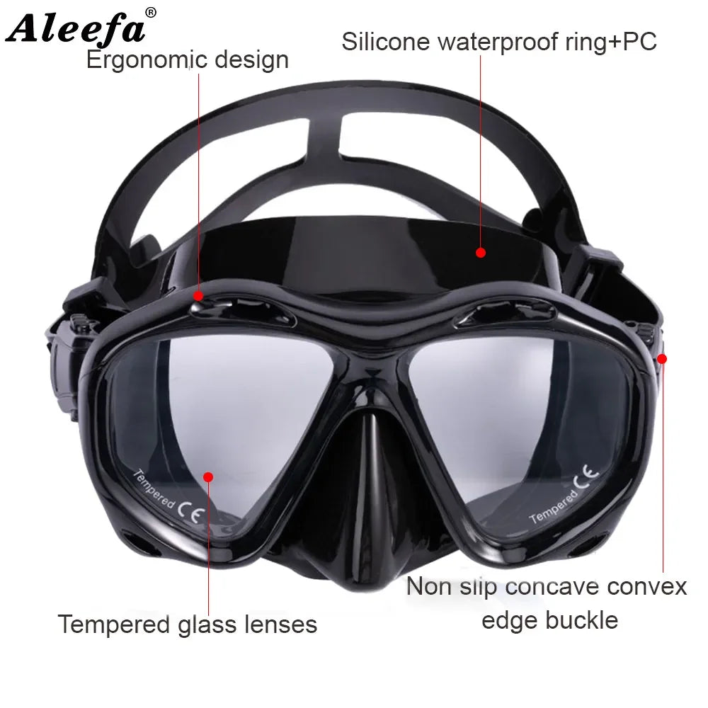 +2.0 to +5.0 Hyperopia Diving Mask  Farsighted   with Tempered Glass Lenses, Gear for Men Women,  Antifog Spray