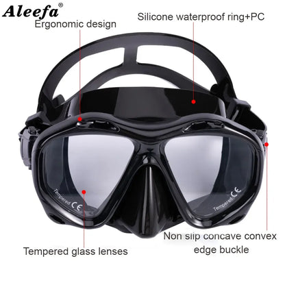 +2.0 to +5.0 Hyperopia Diving Mask  Farsighted   with Tempered Glass Lenses, Gear for Men Women,  Antifog Spray