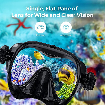 Large Frame Snorkeling Set, Anti Fog, HD Panoramic View, Aqua, Diving Goggles Adult, Underwater, Snorkel Mask With Go-Pro Mount