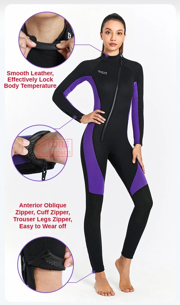 3MM Neoprene Wetsuit Front Zipper Men Kite Surf Diving Suit Women Kayak Swim Scuba Diving and Snorkeling Spearfishing Wetsuits