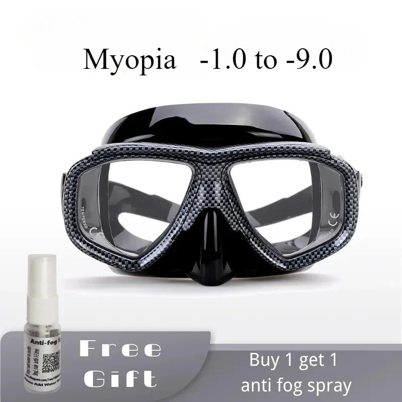 Myopia scuba diving Mask Snakeskin anti fog for spearfishing gear swimming masks googles nearsighted lenses short-sighted