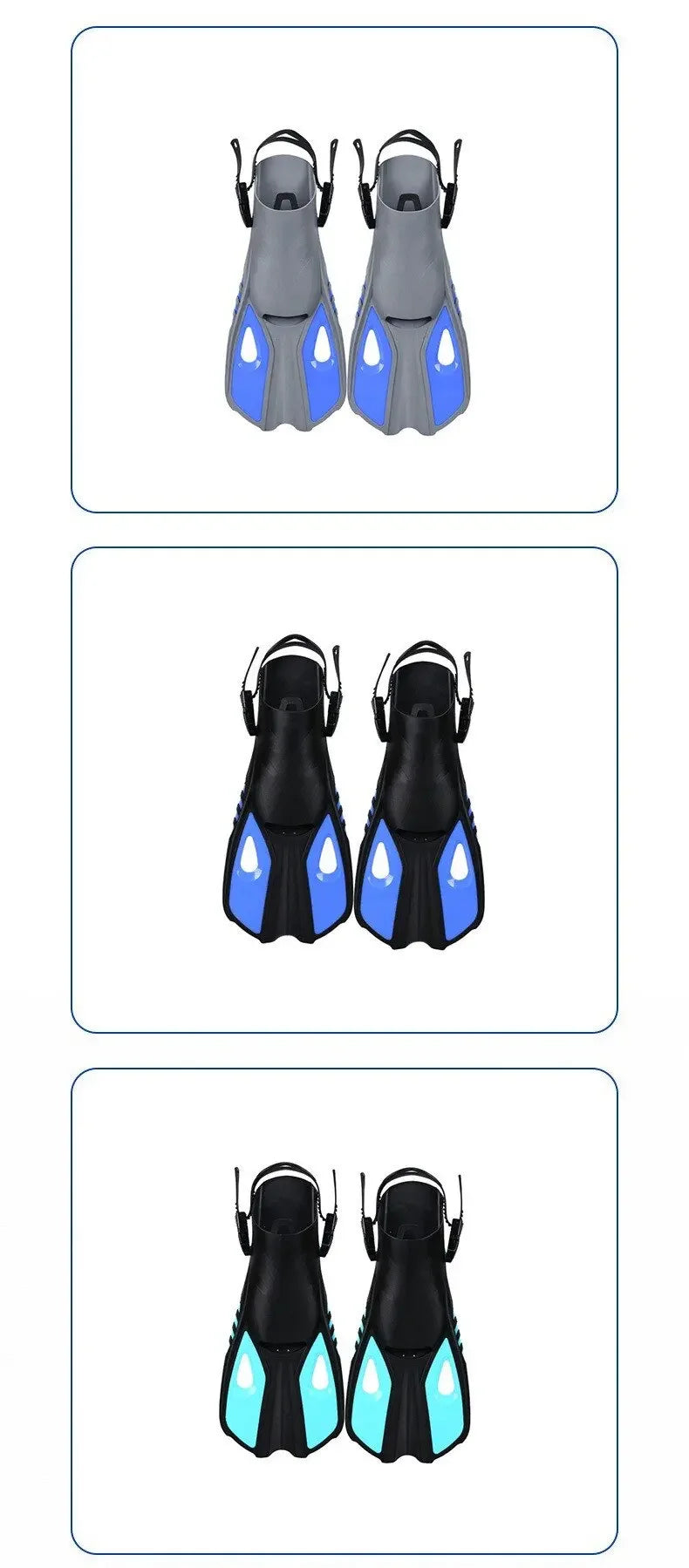 Snorkel Fins Swim Flippers Short Diving Frog Shoes Duck Webs Adjustable Silicone Travel Size Open Heel Adult Men Women Youth Kid