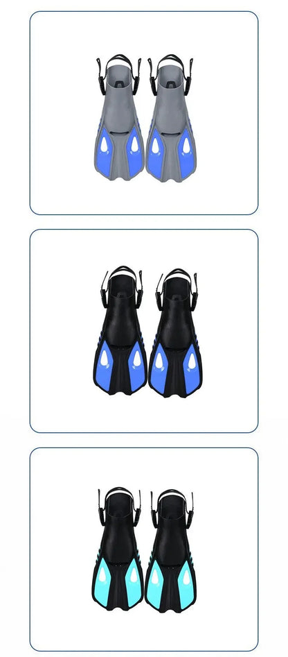 Snorkel Fins Swim Flippers Short Diving Frog Shoes Duck Webs Adjustable Silicone Travel Size Open Heel Adult Men Women Youth Kid