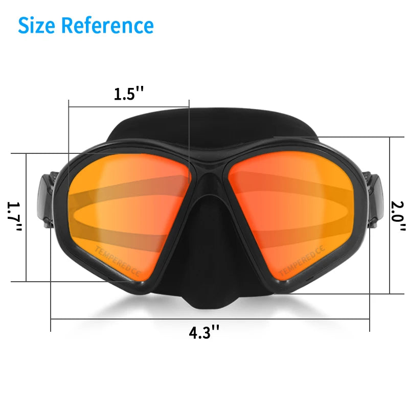 Premium Silicone Small Volume Free Diving Glasses Coloured Lens Low Capacity Mask Scuba Diving Tube Set for Snorkelling