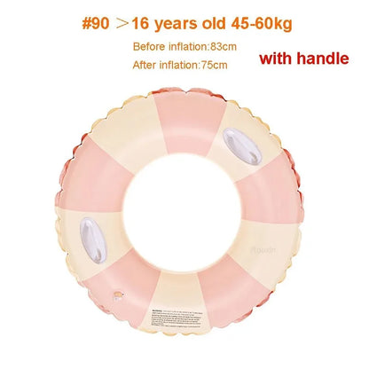 Kids Swimming Ring, PVC Inflatable Float - Striped Design for Boys & Girls, Pool & Beach Floating Donut, Summer Water Play