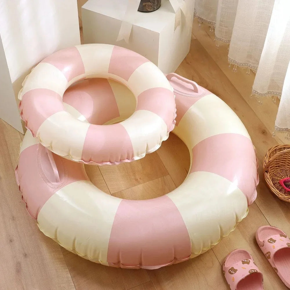 Kids Swimming Ring, PVC Inflatable Float - Striped Design for Boys & Girls, Pool & Beach Floating Donut, Summer Water Play